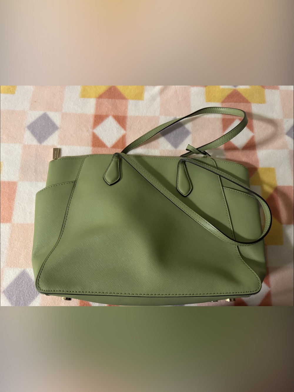 Michael Kors Light Olive Saffiano Tote with Gold Hardware-EUC - Picture 6 of 9